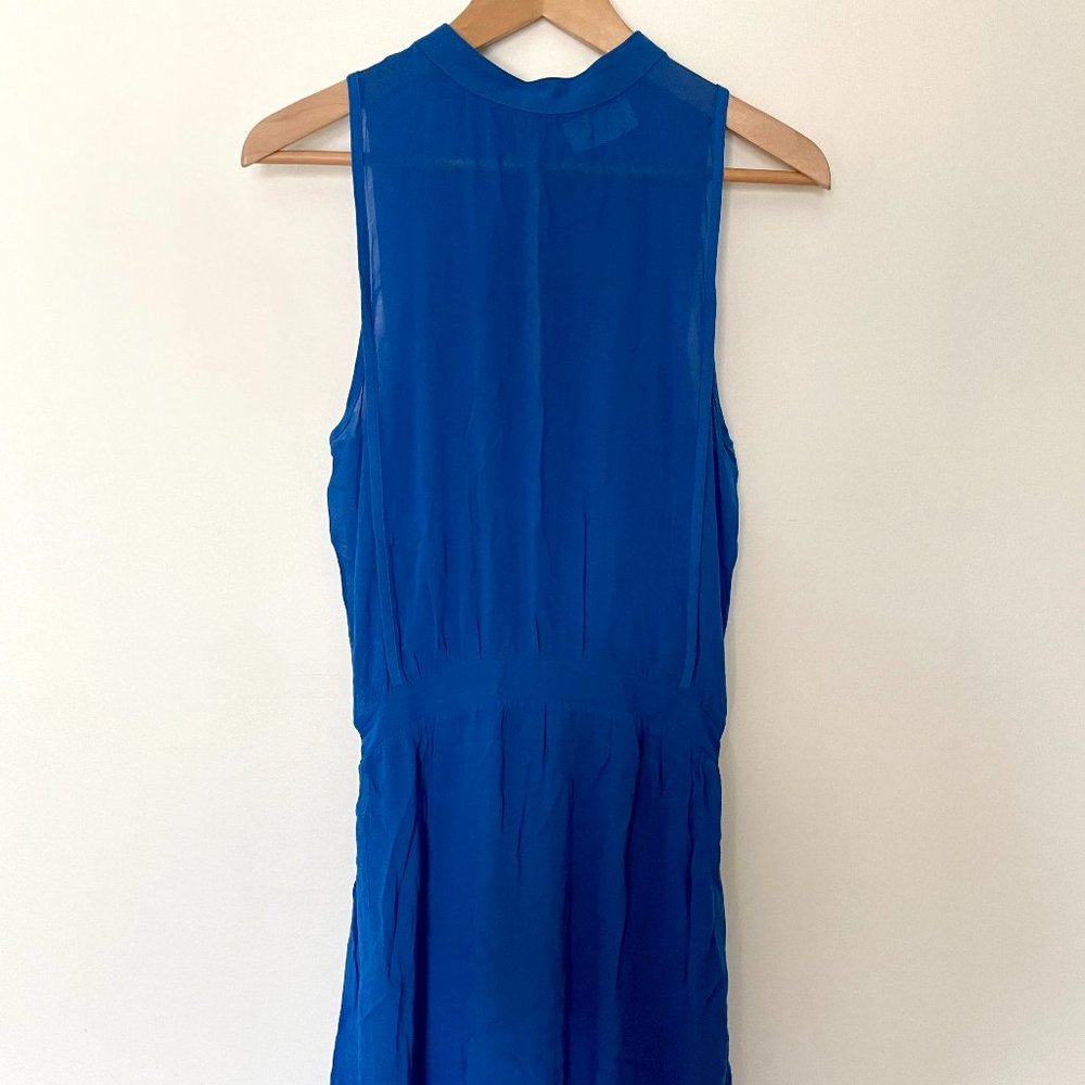 Zara Electric Blue Sleeveless Midi Dress Drop Waist - Size M